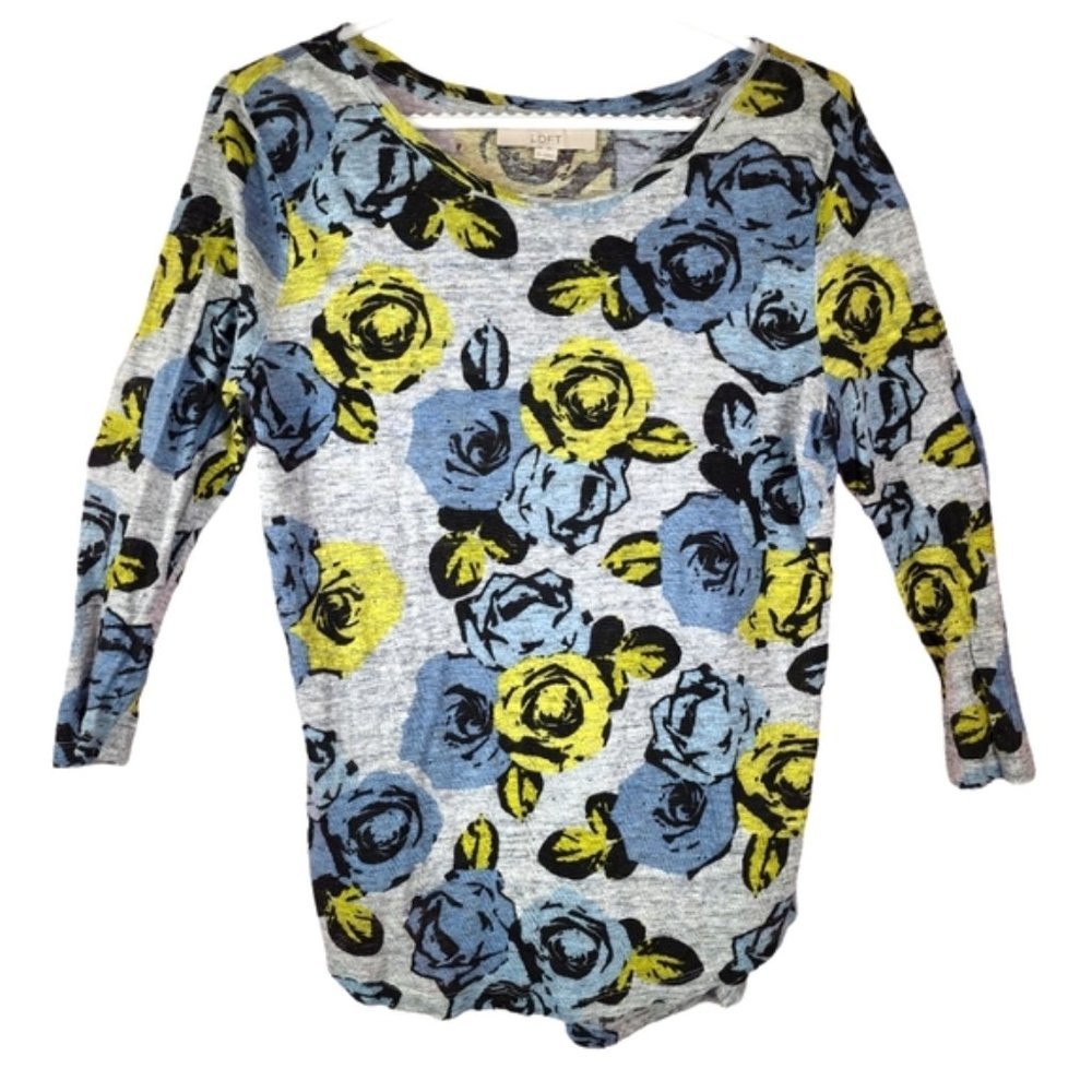 Anne Taylor Loft 100% Linen floral top
